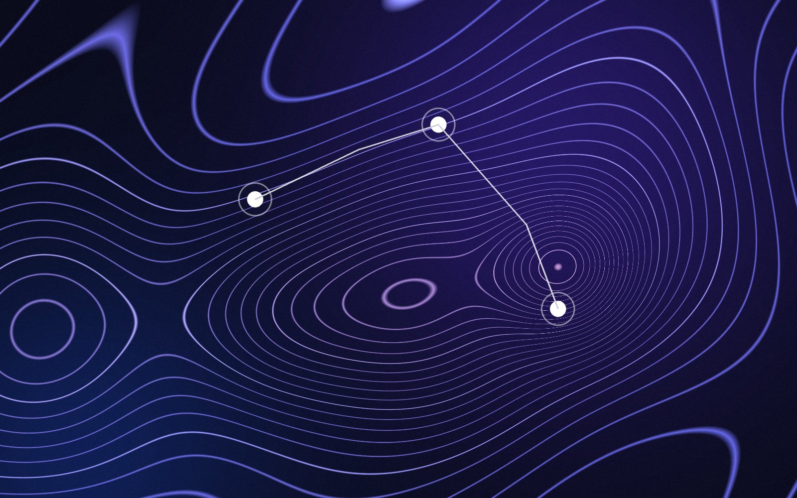 Abstract illustration: topographic contour map with a route
