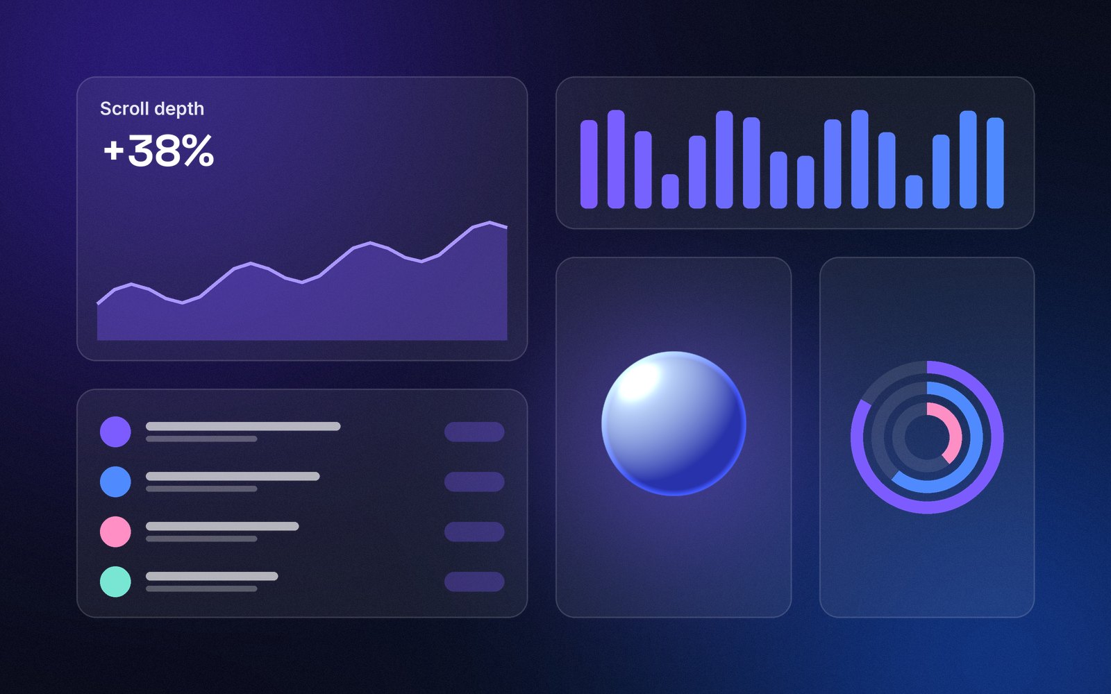 Abstract illustration: dashboard tiles with charts