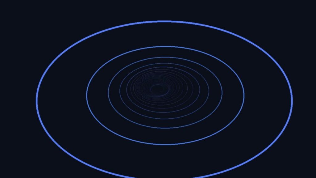 Flying through a tunnel of coloured rings